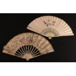 Conundrums: Two fans, comprising a unique 18th century ivory fan, the gorge carved and pierced,