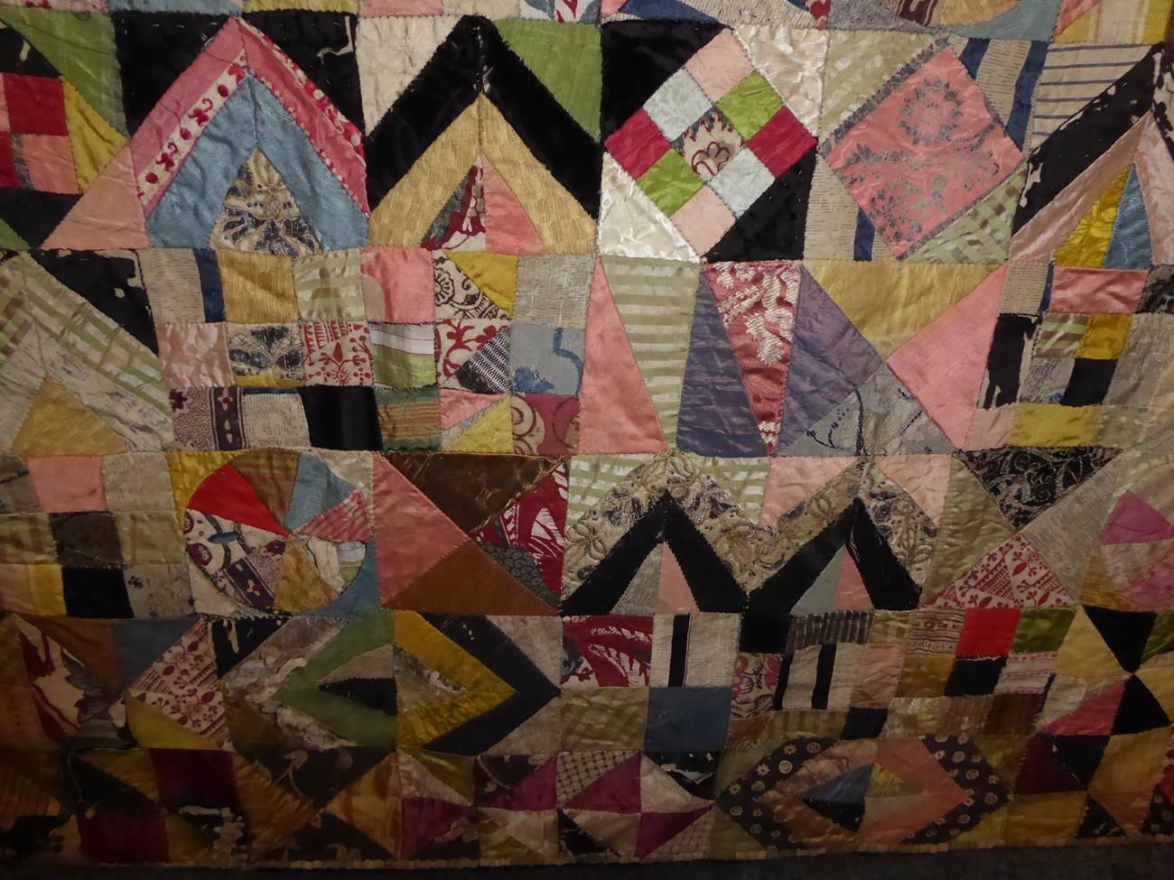 A Decorative 19th Century Patchwork Quilt With 18th Century Embroidery Patches, comprising a - Image 10 of 11