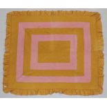 Early 20th Century Durham Reversible Quilt, with mustard and pink graduating frames to one side