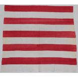 Large Late 19th Century Turkey Red and White Strippy Durham Quilt, with cream reverse, north