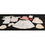 19th Century School Girl Sewing Samples, including two similar gentlemen's white cotton shirts;