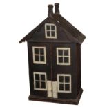 Late 19th Century Large Wooden Painted Dolls' House, front opening enclosing four rooms,