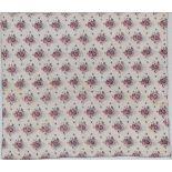 Late 19th Century French Wholecloth Crib Quilt, printed with red flowers on a white cotton ground,