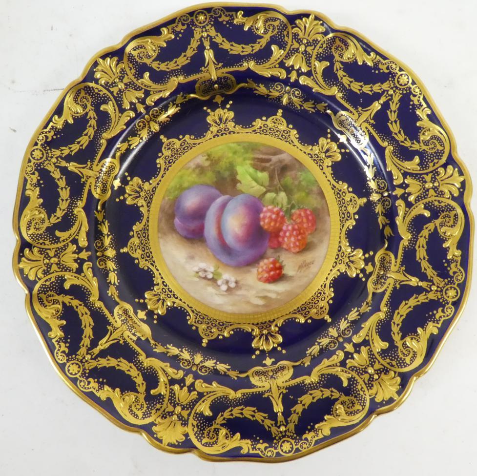 A Royal Worcester Porcelain Plate, by Horace Price, 1959, of shaped circular form, painted with a - Image 2 of 6