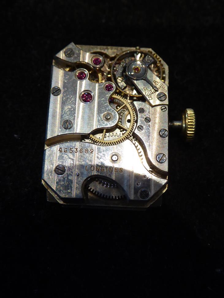 An Unusual Art Deco 18ct Gold Flip Top Rectangular Wristwatch, signed Longines, circa 1927, (calibre - Image 8 of 9