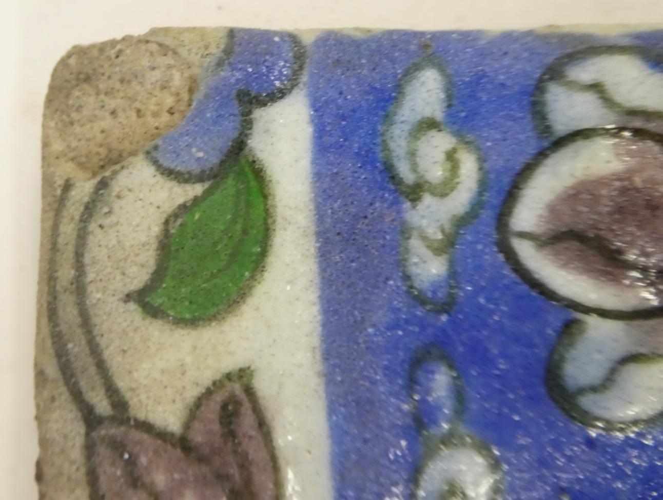 A Group of Five Damascus Pottery Tile Fragments, probably 17th/18th century, painted in turquoise, - Image 20 of 24