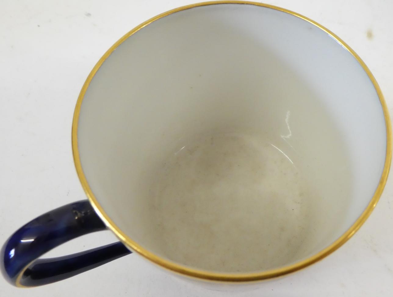 A Set of Four Sèvres Porcelain Coffee Cans and Saucers, 19th century, gilt with foliate and - Image 6 of 10