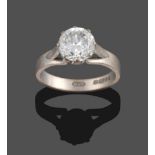An 18 Carat White Gold Diamond Solitaire Ring, the round brilliant cut diamond in a white eight claw