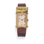 An Unusual Art Deco 18ct Gold Flip Top Rectangular Wristwatch, signed Longines, circa 1927, (calibre