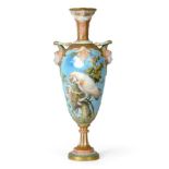 A Royal Worcester Porcelain Vase, by Charles Baldwyn, circa 1903, of urn shape with mask handles,