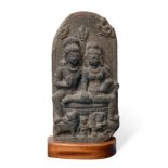 An Indian Schist Altar Carving, probably Uttarakhand, 9th or 10th century, as Shiva and Pavarti