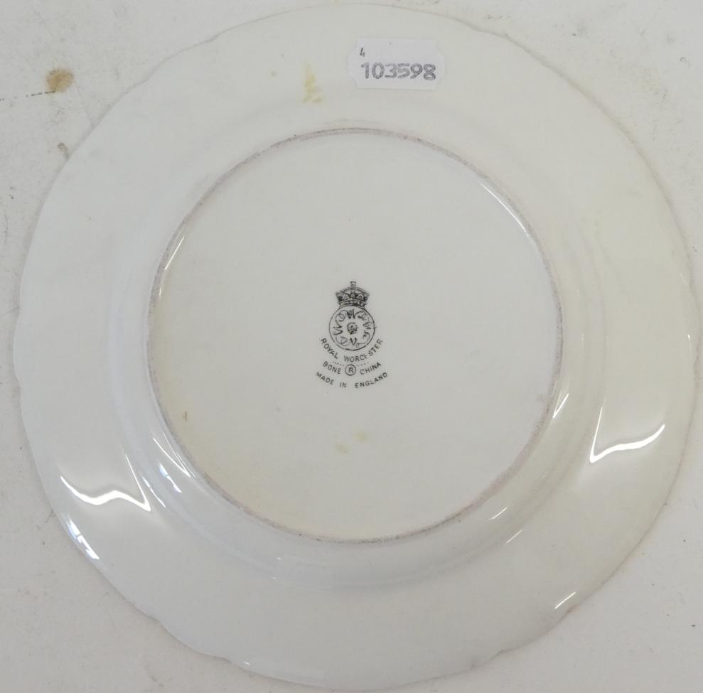 A Royal Worcester Porcelain Plate, by Horace Price, 1959, of shaped circular form, painted with a - Image 3 of 6