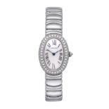 A Lady's 18ct White Gold Diamond Set Wristwatch, signed Cartier, model: Baignoire Joaillerie, ref: