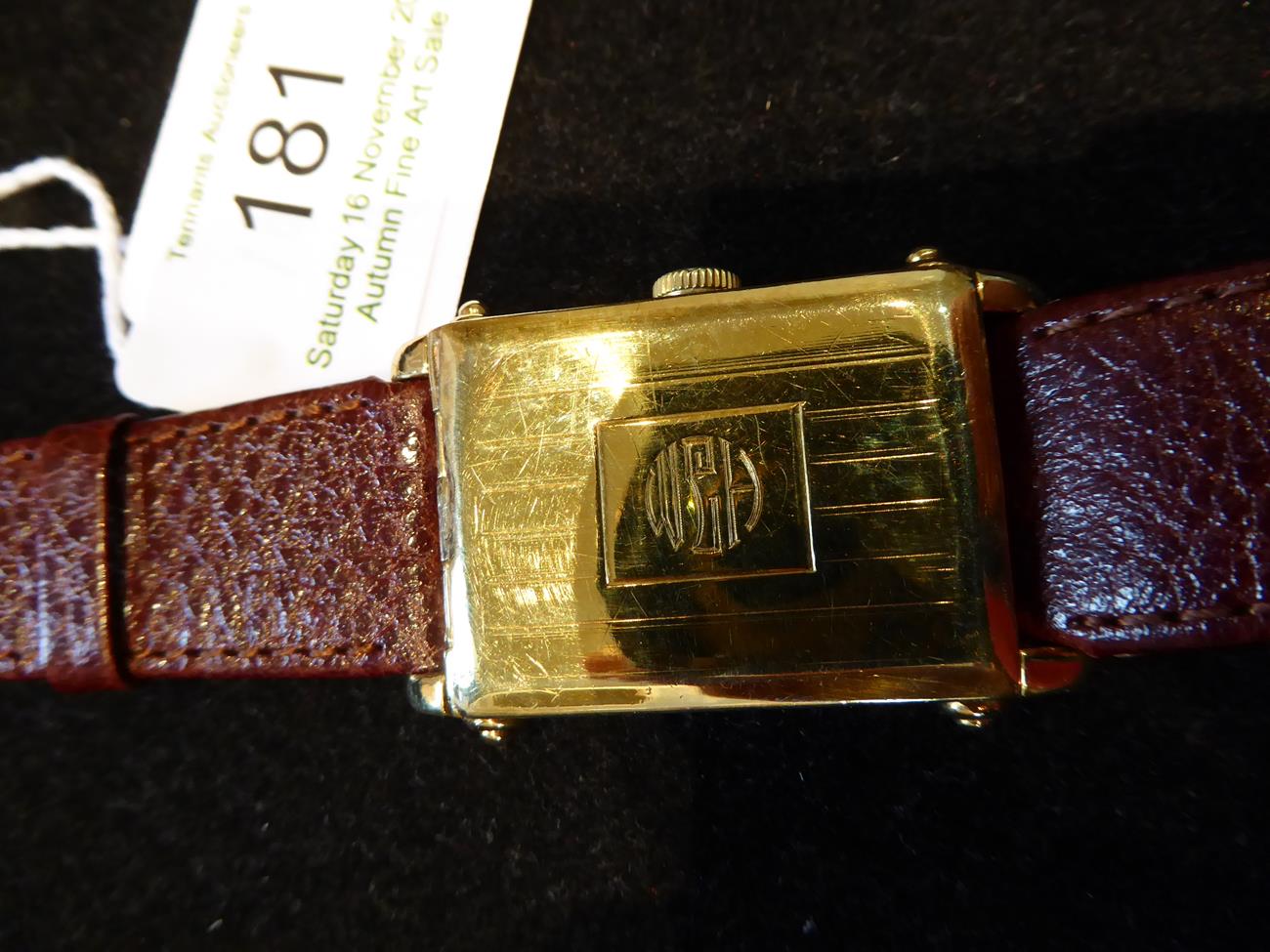 An Unusual Art Deco 18ct Gold Flip Top Rectangular Wristwatch, signed Longines, circa 1927, (calibre - Image 2 of 9