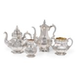 A Three-Piece Victorian Silver Tea-Service with an Associated Coffee-Pot, by John and George Angell,