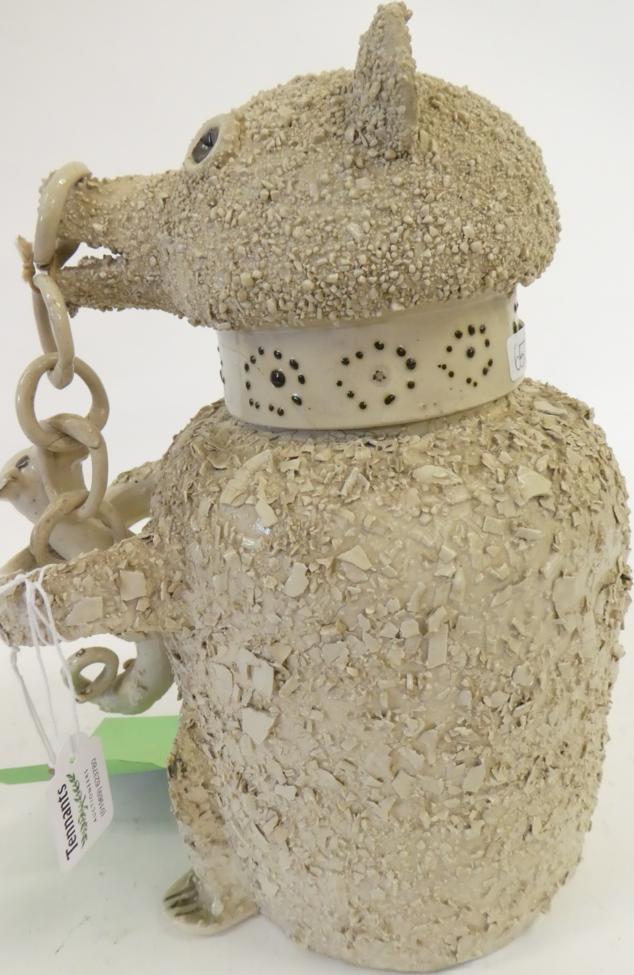 A Staffordshire White Salt Glazed Stoneware Bear Jug and Cover, circa 1750, naturalistically - Image 8 of 15