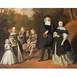 Circle of Bartholomeus van der Helst (1613-1670) Dutch Portrait of a noble family standing in a