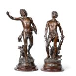 Adrien-Étienne Gaudez (French, 1845-1902): A Pair of French Bronze Figures of ORPHÉ and DEVOIR,