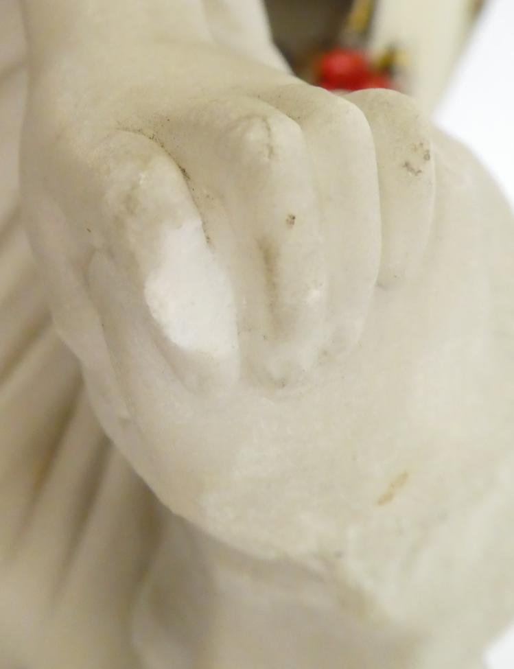 W J Docherty (19th century): ''Gondoline'', a white marble figure of a classical maiden loosely - Image 9 of 10