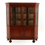 A Mid 19th Century Dutch Mahogany and Marquetry Inlaid Display Cabinet, the upper section with