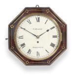 A Mahogany and Brass Inlaid Wall Timepiece, signed Edwards, Shoreditch, circa 1840, octagonal shaped