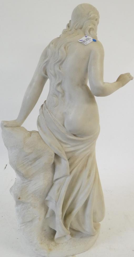 W J Docherty (19th century): ''Gondoline'', a white marble figure of a classical maiden loosely - Image 5 of 10