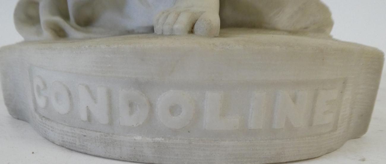 W J Docherty (19th century): ''Gondoline'', a white marble figure of a classical maiden loosely - Image 7 of 10