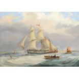 Circle of George Chambers (1803-1840) Schooner and other shipping vessels off the coast With