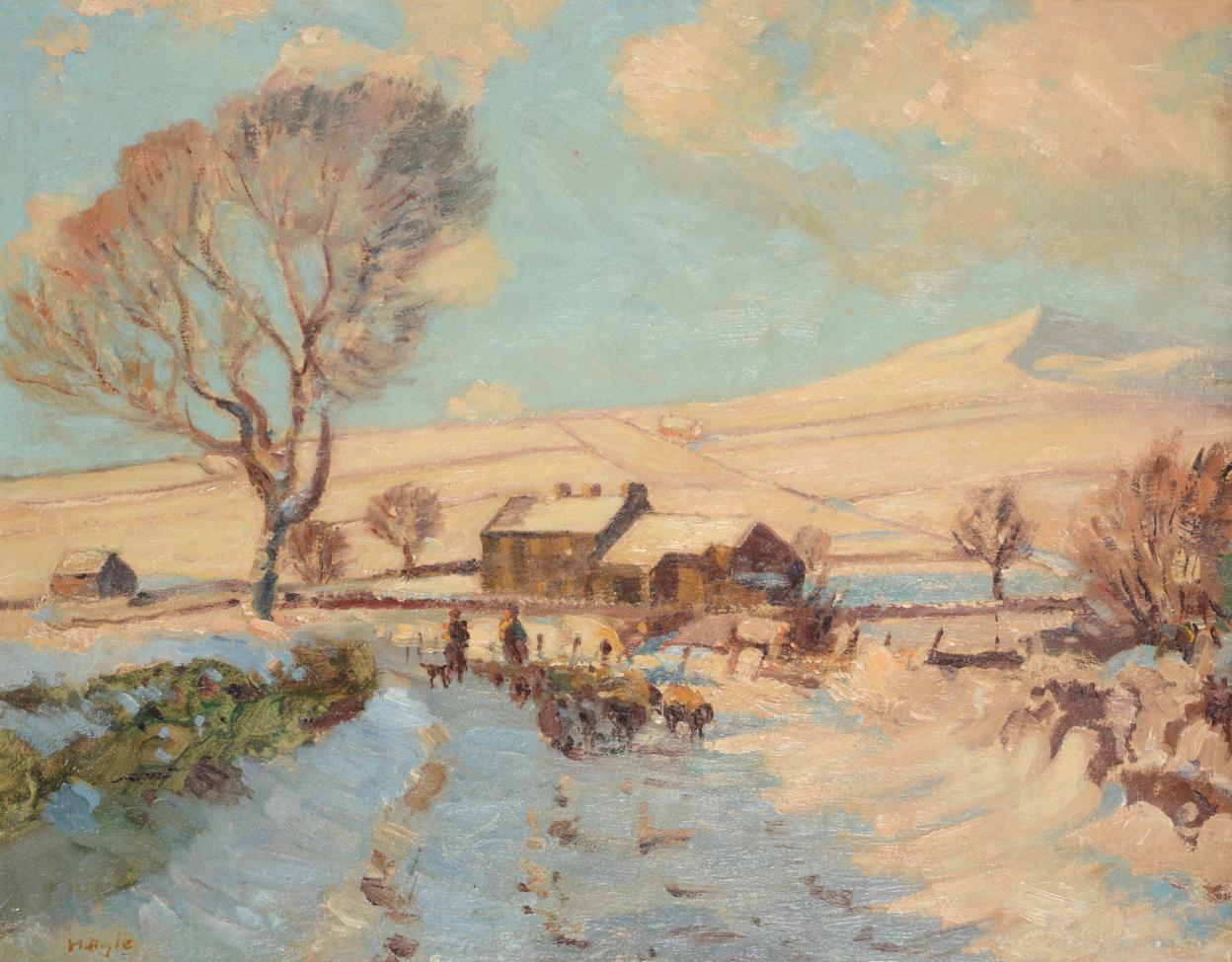 Herbert Royle (1870-1958) Dales farm in winter Signed, oil on board, 38.5cm by 49cm Artist's