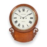 An Oak Striking Drop Dial Wall Clock, signed Leffler, Bristol, circa 1870, side and bottom doors,