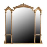 An Impressive Victorian Gilt and Gesso Overmantel Mirror by C. Nosotti, Second Half 19th Century,