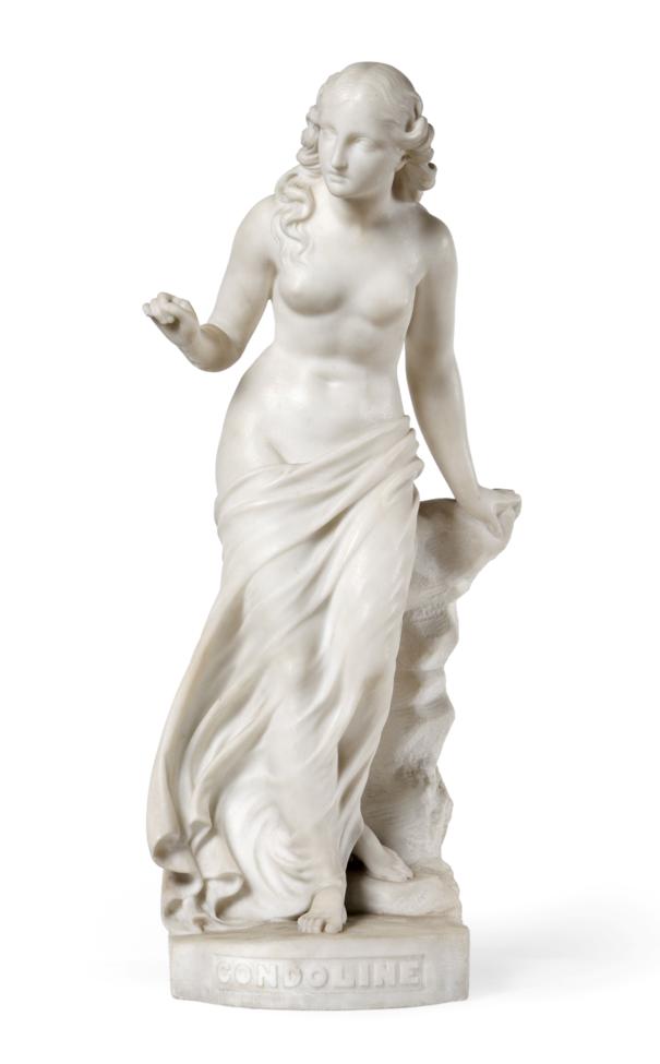 W J Docherty (19th century): ''Gondoline'', a white marble figure of a classical maiden loosely