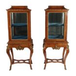 A Pair of Late 19th Century Kingwood and Gilt Metal Mounted Vitrines, in Louis XV style, each with