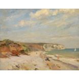 Bertram Priestman RA, ROI, NEAC, IS (1868-1951) Sunlit beach scene at low tide Signed and dated (