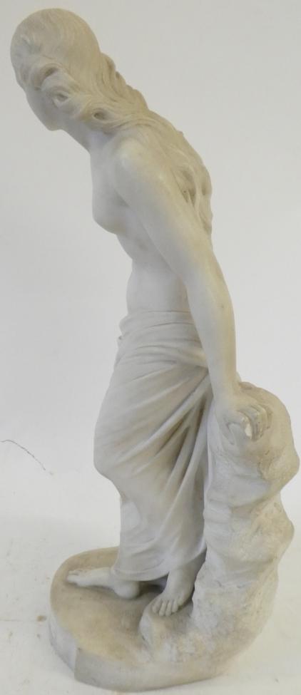 W J Docherty (19th century): ''Gondoline'', a white marble figure of a classical maiden loosely - Image 2 of 10