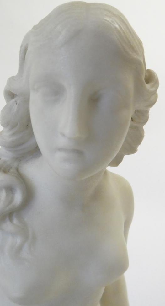 W J Docherty (19th century): ''Gondoline'', a white marble figure of a classical maiden loosely - Image 6 of 10