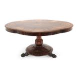 A Rare Irish Killarney Yewwood and Arbitus Wood Breakfast Table, circa 1840, crossbanded and