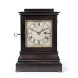 A Small Ebony Veneered Mantel Timepiece, signed Hudson Fox, Beverley, circa 1840, stepped