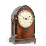 A Regency Mahogany Striking Table Clock, signed Barraud, Cornhill, London, lancet shaped pediment,