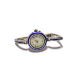 A Swiss cased enamel dialed ladies cocktail watch