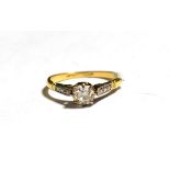 An old cut diamonds solitaire ring, estimated diamond weight 0.50 carat approximately, finger size