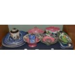 A collection of ceramics to include blue and white and Maling Ware