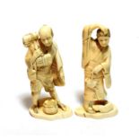 Two Japanese Meiji period ivory okimonos