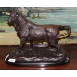 After A L Barge, Cow, bears signature, bronze on stone base