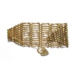 A 9 carat gold broad gate link bracelet with padlock clasp, length 19cm. Gross weight 22.0 grams.