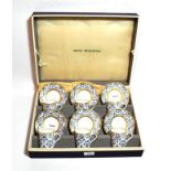 A cased set of six coffee cans and saucers Royal Worcester 'Aragon' pattern (a.f.)