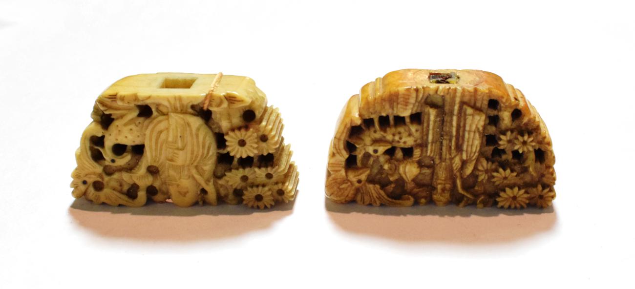 A pair of 19th century Cantonese ivory toggles