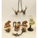 Collectibles/Antler Furniture: A Quantity of Various Antler Light fittings and collectibles to