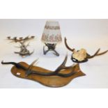 Antler Furniture: Antler Coat Rack/ Lamp/ Candelabra, circa late 20th century, a Red Deer antler