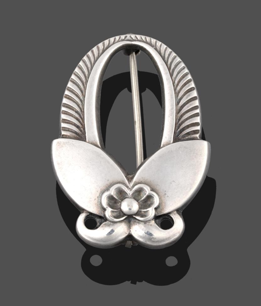 A Brooch, by Georg Jensen, realistically modelled as a cactus, numbered 227, measures 3.2cm by 2.7cm